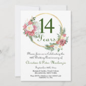 14e Ivoor bruiloft Jubileum Rozen Goud Lijst Kaart (Voorkant)