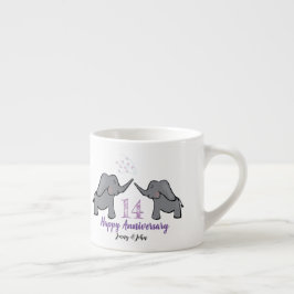 14e ivoren huwelijksverjaardag cute olifant espresso kop