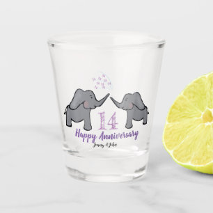 14e ivoren huwelijksverjaardag schattige olifant shot glas