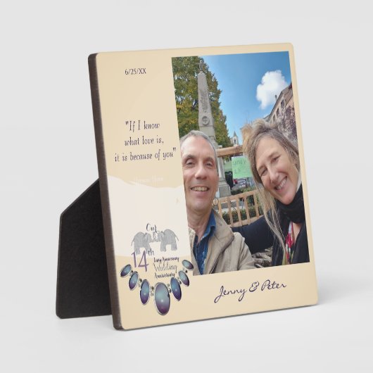 14e Ivory Wedding Jubileum Fotoplaat (Voorkant)