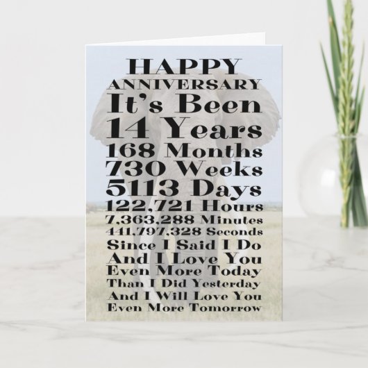 14e Ivory Wedding Jubileum Kaart (Voorkant)