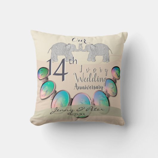 14e Ivory Wedding Jubileum Kussen (Voorkant)