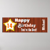 14e jaarster Star Banner Custom S04A ORANJE Poster (Voorkant)