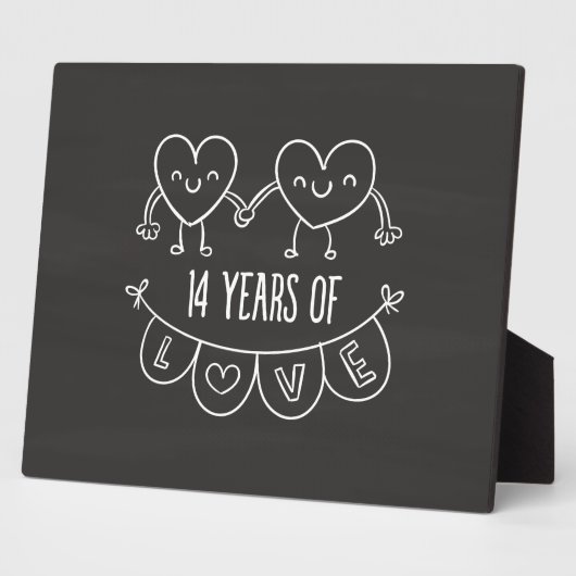 14e Jubileum Gift Chalk Hearts Fotoplaat (Zijkant)