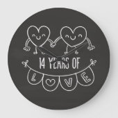14e Jubileum Gift Chalk Hearts Grote Klok (Voorkant)