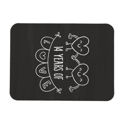 14e Jubileum Gift Chalk Hearts Magneet (Horizontaal)
