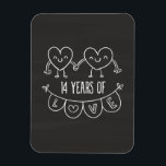14e Jubileum Gift Chalk Hearts Magneet<br><div class="desc">Schuif twee doodle hand getekend hart 14e jaar jubileumontwerp.</div>