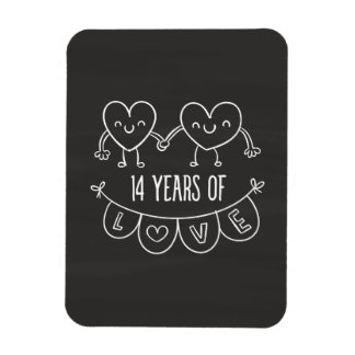 14e Jubileum Gift Chalk Hearts Magneet