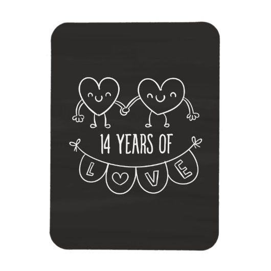 14e Jubileum Gift Chalk Hearts Magneet (Verticaal)