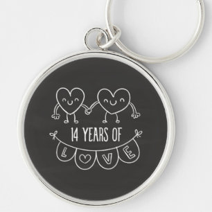 14e Jubileum Gift Chalk Hearts Sleutelhanger