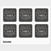 14e Jubileum Gift Chalk Hearts Vierkante Sticker (Vel)