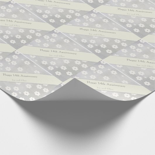 14e Jubileum van het huwelijk, Ivory Jubileum Cadeaupapier (Hoek)