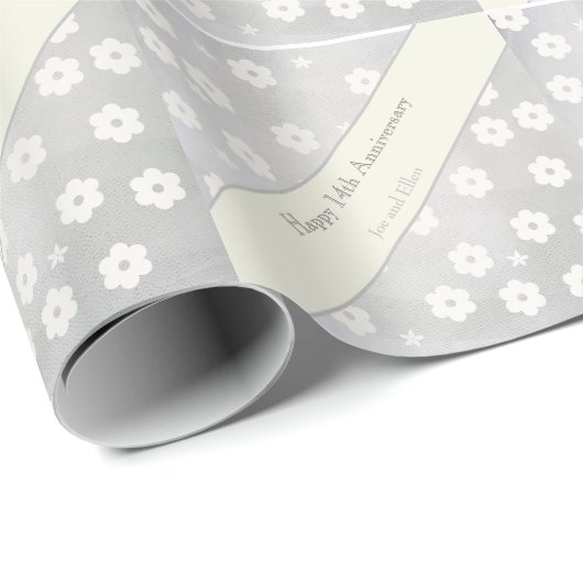 14e Jubileum van het huwelijk, Ivory Jubileum Cadeaupapier (Rol Hoek)