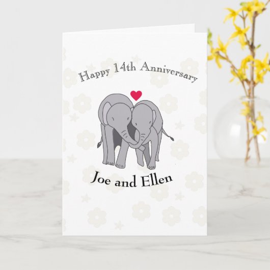 14e Jubileum van het huwelijk, Ivory Jubileum Kaart (Gele Bloem)