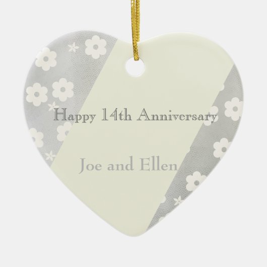 14e Jubileum van het huwelijk, Ivory Jubileum Keramisch Ornament (Voorkant)