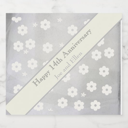 14e Jubileum van het huwelijk, Ivory Jubileum Sparkling Wijnetiket (Enkel label)