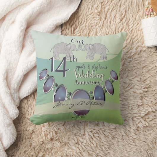 14e Jubileum voor bruiloft - Opals & Elephants Gre Kussen (Deken)