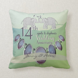 14e Jubileum voor bruiloft - Opals & Elephants Gre Kussen