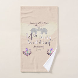 14e Jubileum voor bruiloft - Opals & Elephants Ivo Bad Handdoek