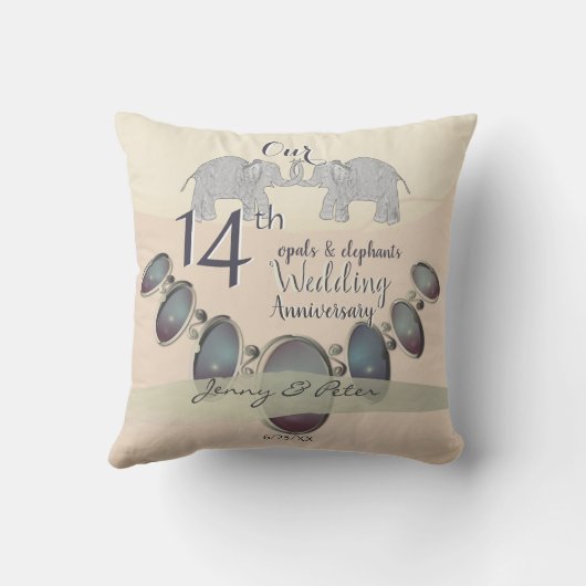 14e Jubileum voor bruiloft - Opals & Elephants Ivo Kussen (Achterkant)