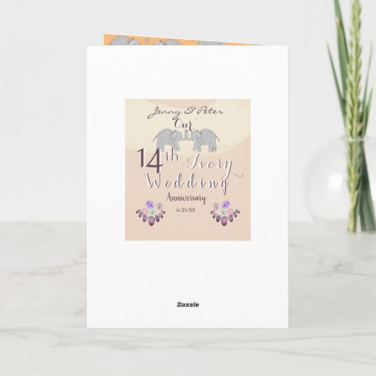 14e Jubileum voor bruiloft Opals & Elephants met t Kaart (Achterkant)