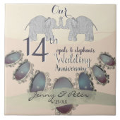14e Jubileum voor bruiloft Opals & Elephants Tegeltje (Voorkant)