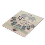 14e Jubileum voor bruiloft Opals & Elephants Tegeltje (Zijkant)