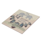 14e Jubileum voor bruiloft Opals & Elephants Tegeltje (Zijkant)