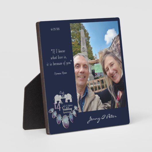 14e Jubileum voor weddenschappen Opals en Elephant Fotoplaat (Voorkant)