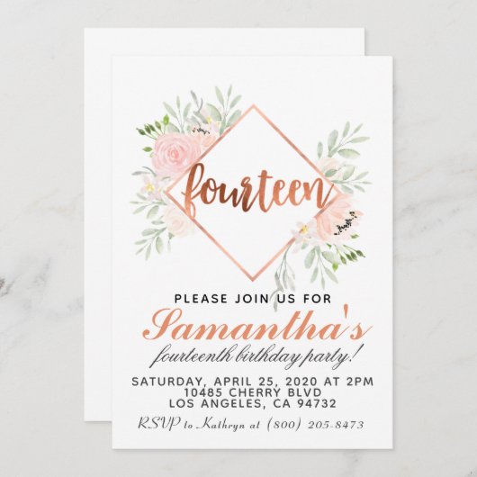 14e Roos gouden verjaardag Kaart (Voorkant / Achterkant)