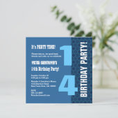 14e TEEN Birthday Modern Navy Blue Stars T7A Kaart (Staand voorkant)