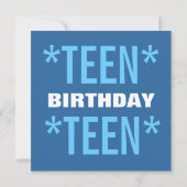 14e TEEN Birthday Modern Navy Blue Stars T7A Kaart (Achterkant)