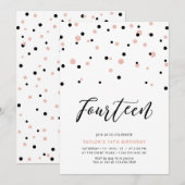 14e tiende verjaardag van het zwarte en Roos goude Kaart (Voorkant / Achterkant)