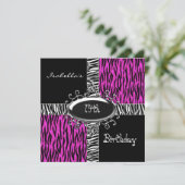 14e tienerdag Wilde Roze Dierlijk Zwart Kaart (Staand voorkant)