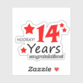 14e trouwdag - 14 jaar Verjaardag Sticker (Vel)
