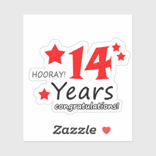 14e trouwdag - 14 jaar Verjaardag Sticker (Vel)