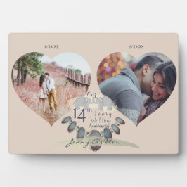 14e trouwdag 2 foto's harten Plaque Fotoplaat