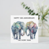 14e trouwdag kaart olifant (Staand voorkant)