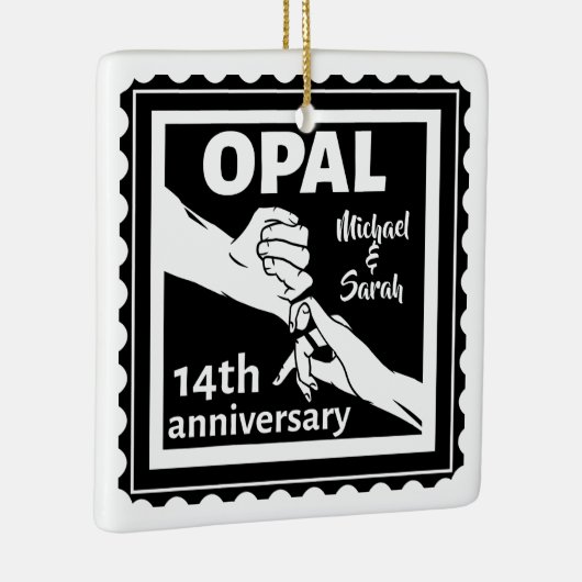 14e trouwdag Opale traditionele bruiloft Keramisch Ornament (Rechts)