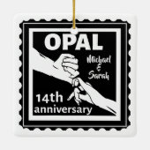 14e trouwdag Opale traditionele bruiloft Keramisch Ornament (Achterkant)