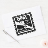 14e trouwdag Opale traditionele bruiloft Vierkante Sticker (Envelop)