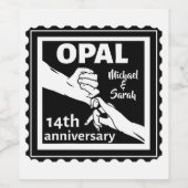 14e trouwdag Opale traditionele bruiloft Wijn Etiket (Enkel label)