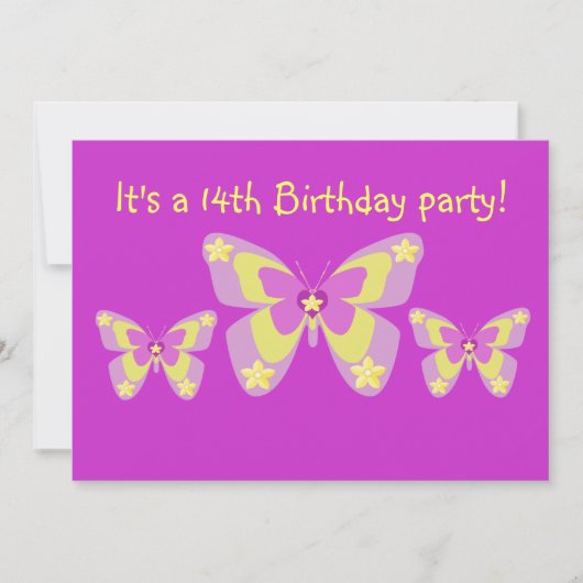 14e uitnodiging van de Birthday Party, Butterflies (Voorkant)