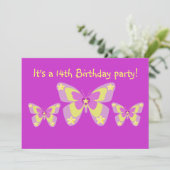14e uitnodiging van de Birthday Party, Butterflies (Staand voorkant)