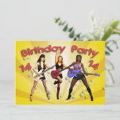 14e uitnodiging van de Birthday Party met een meis (Staand voorkant)