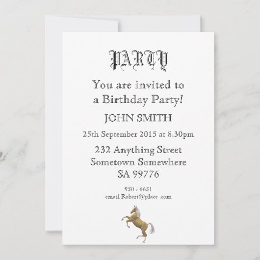 14e uitnodiging van de partij van Birthday met wap (Achterkant)