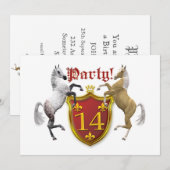 14e uitnodiging van de partij van Birthday met wap (Voorkant / Achterkant)