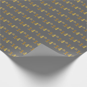 14e (veertiende) gebeurtenis grijs, Faux Gold Cadeaupapier