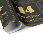 14e verjaardag - Art Deco Geïnspireerde look "14"  Cadeaupapier (Rol Hoek)