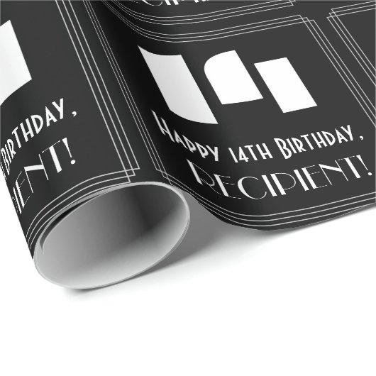 14e verjaardag: Art Deco Geïnspireerde look "14" e Cadeaupapier (Rol Hoek)